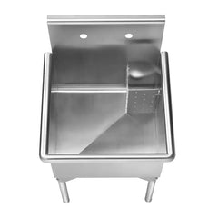 WHITEHAUS 23″ Pearlhaus Stainless Steel Small Square, Single Bowl Freestanding Utility Sink - WHLS2020-NP - The Home Selection