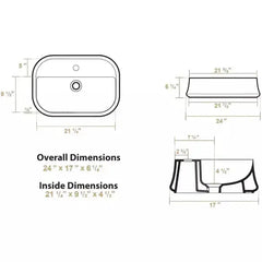 WHITEHAUS 24″ Britannia Rectangular above Mount Basin with Single Faucet Hole Drill – B-SH09 - The Home Selection