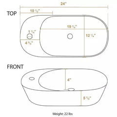 WHITEHAUS 24″ Isabella Collection Oval above Mount Basin with Integrated Oval Bowl and a Center Drain - WHKN1016A - The Home Selection