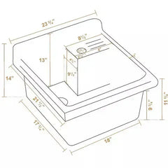 WHITEHAUS 24" Vitreous China Single Bowl, Drop-In Sink with Wire Basket and 3 ½ Inch Off Center Drain - WH474-60 - The Home Selection
