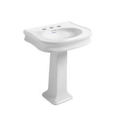 WHITEHAUS 27″ Isabella Collection Traditional Pedestal Sink with Integrated Oval Bowl, Seamless Rounded Decorative Trim, Rear Overflow and Single Hole Faucet Drill – LA10-LA03 - The Home Selection