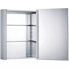 WHITEHAUS 27" Medicinehaus Single Mirrored Door Surface Mount Anodized Aluminum Medicine Cabinet - WHLED-1 - The Home Selection