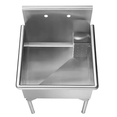 WHITEHAUS 27″ Pearlhaus Stainless Steel Square, Single Bowl Freestanding Utility Sink - WHLS2424-NP - The Home Selection