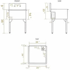 WHITEHAUS 27″ Pearlhaus Stainless Steel Square, Single Bowl Freestanding Utility Sink - WHLS2424-NP - The Home Selection