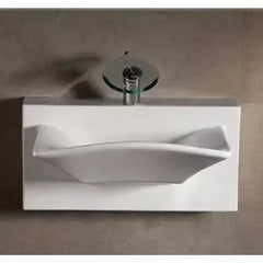 WHITEHAUS 28" Isabella Collection Rectangular Wall Mount Basin with Integrated Rectangular Bowl, Single Faucet Hole and Rear Center Drain - WHKN1114A - The Home Selection