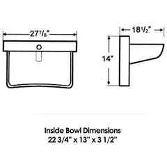 WHITEHAUS 28" Isabella Collection Rectangular Wall Mount Basin with Integrated Rectangular Bowl, Single Faucet Hole and Rear Center Drain - WHKN1114A - The Home Selection