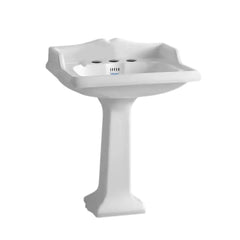 WHITEHAUS 28″ Isabella Collection Traditional Pedestal with an Integrated Large Rectangular Bowl, Backsplash, Dual Soap Ledges, Decorative Trim and Overflow – AR834-AR805 - The Home Selection