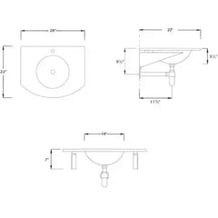 WHITEHAUS 28" New Generation Arched 1/2″ Matte Glass Counter Top with Integrated Round Basin - WHLOOM-C - The Home Selection