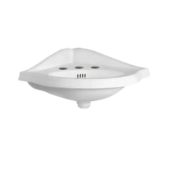 WHITEHAUS 29″ Isabella Collection Corner Wall Mount Basin with Oval Bowl, Backsplash, Dual Soap Ledges and Overflow – AR884 - The Home Selection