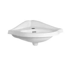 WHITEHAUS 29″ Isabella Collection Corner Wall Mount Basin with Oval Bowl, Backsplash, Dual Soap Ledges and Overflow – AR884 - The Home Selection
