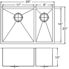 WHITEHAUS 29″ Noah’s Collection Brushed Stainless Steel Commercial Double Bowl Undermount Sink - WHNCMD2920 - The Home Selection