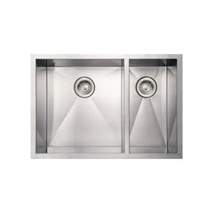 WHITEHAUS 29″ Noah’s Collection Brushed Stainless Steel Commercial Double Bowl Undermount Sink - WHNCMD2920 - The Home Selection
