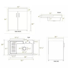 WHITEHAUS 30" Pearlhaus Brushed Stainless Steel Double Door, Freestanding Cabinet with Sink - WH33209-CAB-NP - The Home Selection
