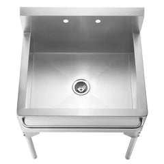WHITEHAUS 30″ Pearlhaus Stainless Steel Single Bowl Freestanding Utility Sink with Towel Bar - WH302510-NP - The Home Selection