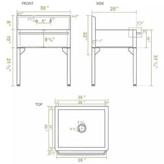 WHITEHAUS 30″ Pearlhaus Stainless Steel Single Bowl Freestanding Utility Sink with Towel Bar - WH302510-NP - The Home Selection