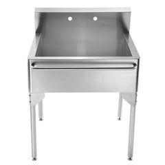 WHITEHAUS 30″ Pearlhaus Stainless Steel Single Bowl Freestanding Utility Sink with Towel Bar - WH302510-NP - The Home Selection