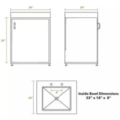 WHITEHAUS 30″ Pearlhaus Stainless Steel Single Door Utility Cabinet with Sink - WHNC30CAB - The Home Selection