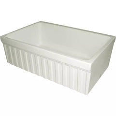 WHITEHAUS 30″ Quatro Alcove Farmhaus Fireclay Reversible Sink with a Fluted Front Apron - WHQ330 - The Home Selection