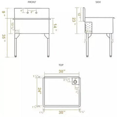 WHITEHAUS 33″ Pearlhaus Stainless Steel Single Bowl Freestanding Utility Sink - WHLS3024-NP - The Home Selection