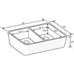 WHITEHAUS 33″ Reversible Series Double Bowl Fireclay Kitchen Sink with a Raised Panel Front Apron - WHFLRPL3318-WHITE - The Home Selection