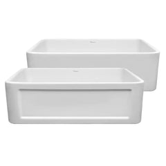 WHITEHAUS 33″ Reversible Series Fireclay Kitchen Sink with Concave Front Apron - WHPLCON3319 - The Home Selection