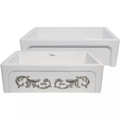 WHITEHAUS 33″ St. Ives Ornamental Reversible Fireclay Kitchen Sink with Enhanced Vine Design - WHSIV3333OR - The Home Selection