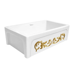 WHITEHAUS 33″ St. Ives Ornamental Reversible Fireclay Kitchen Sink with Enhanced Vine Design - WHSIV3333OR - The Home Selection