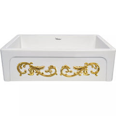 WHITEHAUS 33″ St. Ives Ornamental Reversible Fireclay Kitchen Sink with Enhanced Vine Design - WHSIV3333OR - The Home Selection
