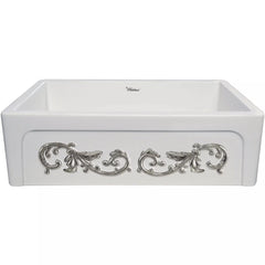 WHITEHAUS 33″ St. Ives Ornamental Reversible Fireclay Kitchen Sink with Enhanced Vine Design - WHSIV3333OR - The Home Selection