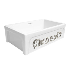 WHITEHAUS 33″ St. Ives Ornamental Reversible Fireclay Kitchen Sink with Enhanced Vine Design - WHSIV3333OR - The Home Selection