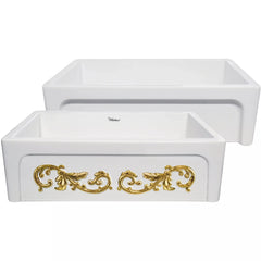 WHITEHAUS 33″ St. Ives Ornamental Reversible Fireclay Kitchen Sink with Enhanced Vine Design - WHSIV3333OR - The Home Selection