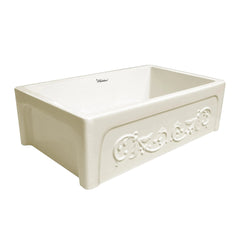 WHITEHAUS 33″ St. Ives Reversible Fireclay Kitchen Sink with Embossed Vine Design - WHSIV3333 - The Home Selection