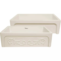 WHITEHAUS 33″ St. Ives Reversible Fireclay Kitchen Sink with Embossed Vine Design - WHSIV3333 - The Home Selection
