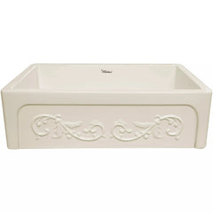 WHITEHAUS 33″ St. Ives Reversible Fireclay Kitchen Sink with Embossed Vine Design - WHSIV3333 - The Home Selection