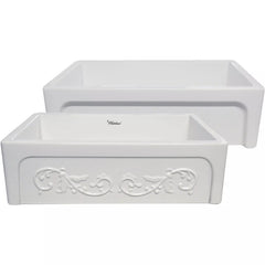 WHITEHAUS 33″ St. Ives Reversible Fireclay Kitchen Sink with Embossed Vine Design - WHSIV3333 - The Home Selection