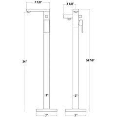 WHITEHAUS 34″ Bathhaus Freestanding Single Lever Tub Filler with Integrated Diverter Valve and Hand Held Shower Spray - WHT8868S-C - The Home Selection