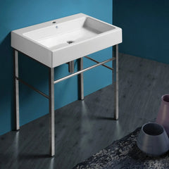 WHITEHAUS 35″ Britannia Large Rectangular Sink Console with Front Towel Bar – B-U90-DUCG1-A09 - The Home Selection
