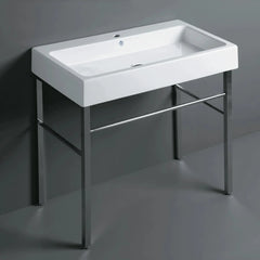WHITEHAUS 35″ Britannia Large Rectangular Sink Console with Front Towel Bar – B-U90-DUCG1-A09 - The Home Selection