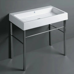 WHITEHAUS 35″ Britannia Large Rectangular Sink Console with Front Towel Bar – B-U90-DUCG1-A09 - The Home Selection