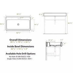 WHITEHAUS 35″ Britannia Large Rectangular Sink Console with Front Towel Bar – B-U90-DUCG1-A09 - The Home Selection