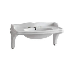 WHITEHAUS 35″ Isabella Collection Large Rectangular Wall Mount Basin with Integrated Oval Bowl and Ceramic Shelf Supports – AR864-Mnslen - The Home Selection