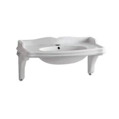 WHITEHAUS 35″ Isabella Collection Large Rectangular Wall Mount Basin with Integrated Oval Bowl and Ceramic Shelf Supports – AR864-Mnslen - The Home Selection