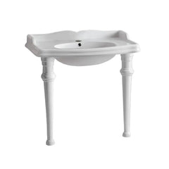 WHITEHAUS 35″ Isabella Collection Rectangular Console with Integrated Oval Bowl, Backsplash, Ceramic Leg Support and Chrome Overflow – AR864-GB001 - The Home Selection