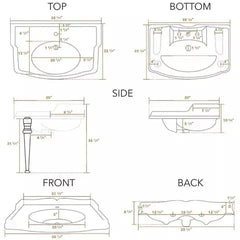 WHITEHAUS 35″ Isabella Collection Rectangular Console with Integrated Oval Bowl, Backsplash, Ceramic Leg Support and Chrome Overflow – AR864-GB001 - The Home Selection