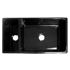 WHITEHAUS 36″ Quatro Alcove Large Fireclay Reversible Sink and Small Bowl - WHQDB542 - The Home Selection