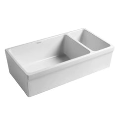 WHITEHAUS 36″ Quatro Alcove Large Fireclay Reversible Sink and Small Bowl - WHQDB542 - The Home Selection