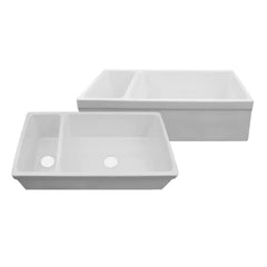 WHITEHAUS 36″ Quatro Alcove Large Fireclay Reversible Sink and Small Bowl - WHQDB542 - The Home Selection
