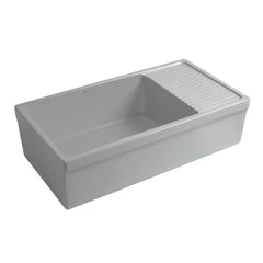 WHITEHAUS 36″ Quatro Alcove Large Reversible Fireclay Kitchen Sink with Integral Drainboard - WHQD540 - The Home Selection