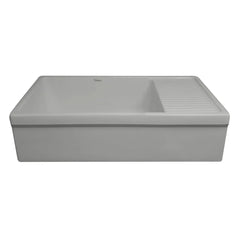 WHITEHAUS 36″ Quatro Alcove Large Reversible Fireclay Kitchen Sink with Integral Drainboard - WHQD540 - The Home Selection
