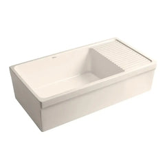 WHITEHAUS 36″ Quatro Alcove Large Reversible Fireclay Kitchen Sink with Integral Drainboard - WHQD540 - The Home Selection